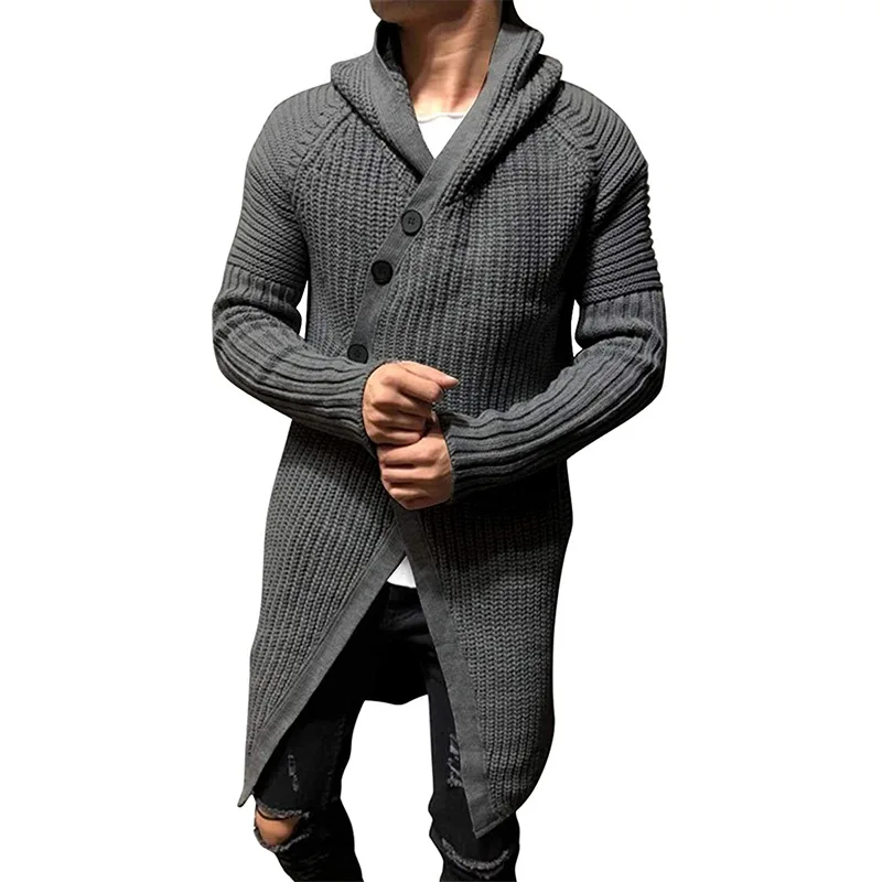 Hooded Cardigan Men Button Open Chest Long Men's Knitted Sweater Coat Autumn Winter Clothes Mens Cardigans
Hooded Cardigan Men Button Open Chest Long Men's Knitted Sweater Coat Autumn Winter Clothes Mens Cardigans