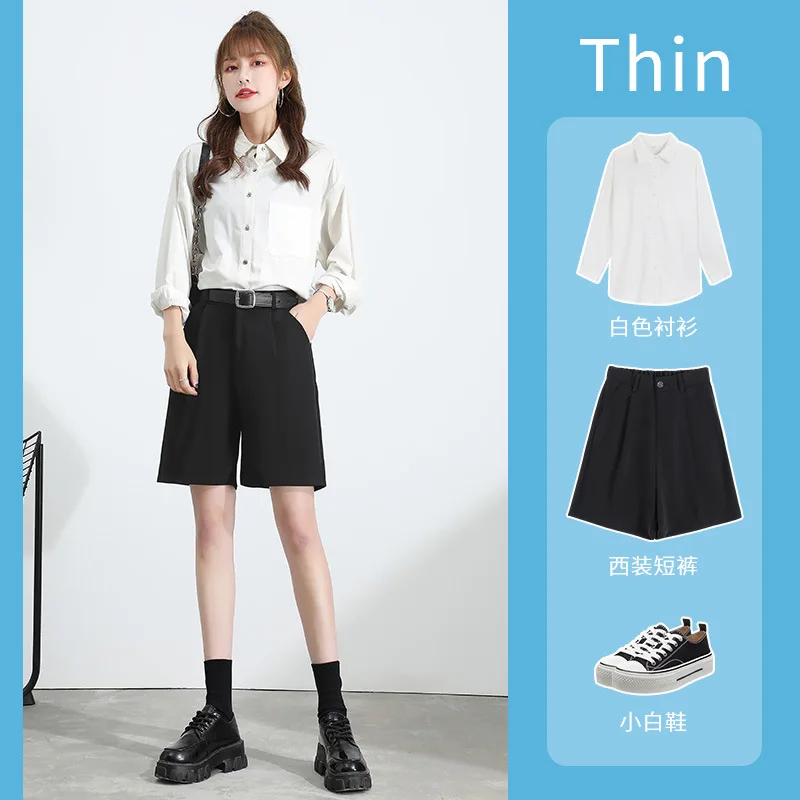 2021 New Summer Suit Fabrics High Waist Type A Middle Pants for Woman Black Thin Casual Shorts Women Bottoms Pants
2021 New Summer Suit Fabrics High Waist Type A Middle Pants for Woman Black Thin Casual Shorts Women Bottoms Pants