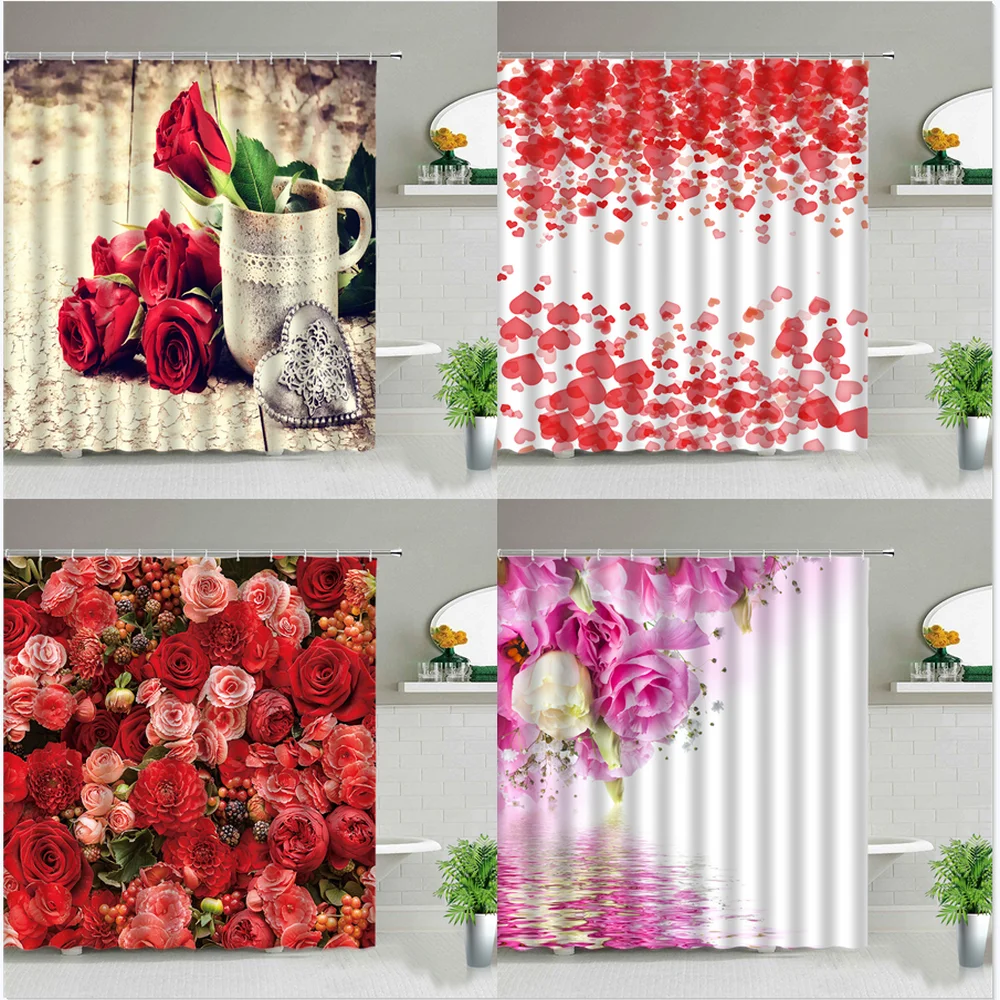 Valentine's day Decor Hanging Curtains Beautiful Rose Flower Plant Shower Curtain Set Waterproof Bathroom Home Decors With Hooks
Valentine's day Decor Hanging Curtains Beautiful Rose Flower Plant Shower Curtain Set Waterproof Bathroom Home Decors With Hooks