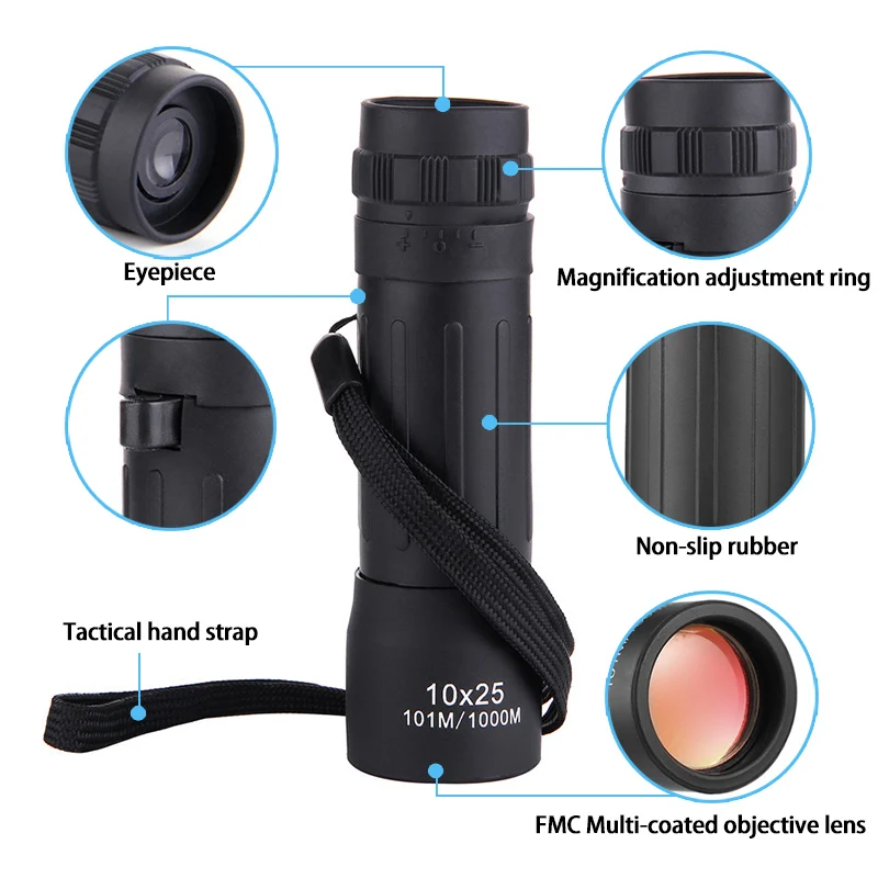 10x25 Mini Pocket Monocular Telescope Zoom Theatrical Binoculars Eyepiece Portable For Hunting Camping Compact Rifle Telescope
10x25 Mini Pocket Monocular Telescope Zoom Theatrical Binoculars Eyepiece Portable For Hunting Camping Compact Rifle Telescope