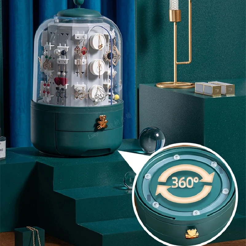 360 Degree Rotating Jewelry Storage Box Makeup Organizer Earring Display Stand Bracelet Necklace Plastic Box Large Capacity
360 Degree Rotating Jewelry Storage Box Makeup Organizer Earring Display Stand Bracelet Necklace Plastic Box Large Capacity