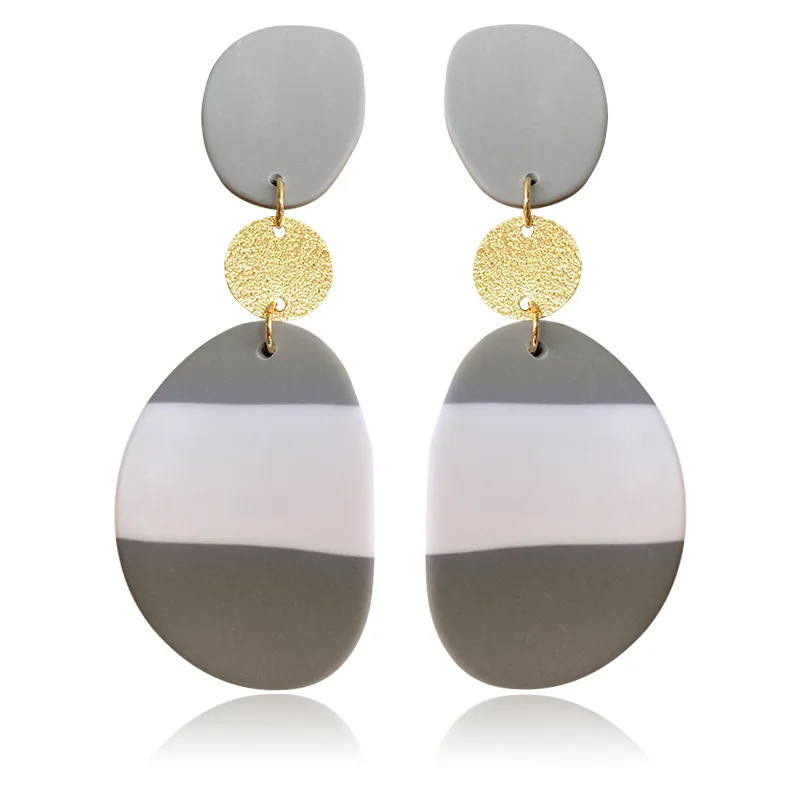 Korean Fashion Polymer Clay Gray Cold Simple Hanging Hoops Unusual Stud Dangle Vintage Earrings 2021 Trend Jewelry For Women
Korean Fashion Polymer Clay Gray Cold Simple Hanging Hoops Unusual Stud Dangle Vintage Earrings 2021 Trend Jewelry For Women