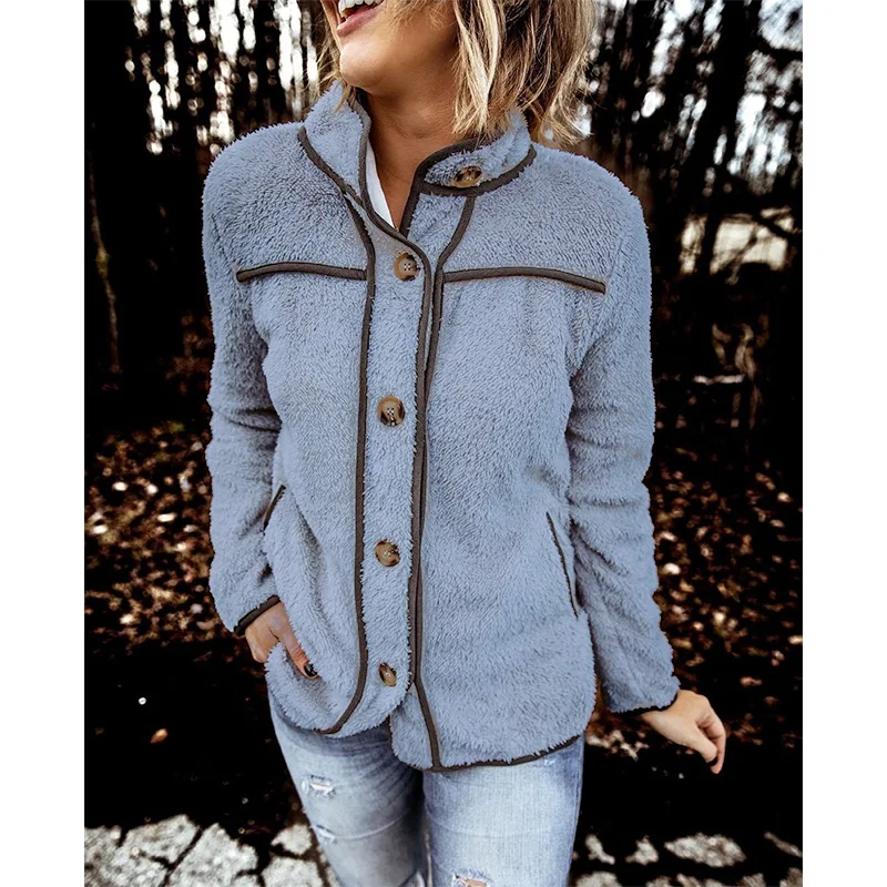Women Autumn Winter Plush Elegant Coat Warm Soft Fleece Button Tops Jacket Female Stand Collar Casual Style Pocket Teddy Outwear
Women Autumn Winter Plush Elegant Coat Warm Soft Fleece Button Tops Jacket Female Stand Collar Casual Style Pocket Teddy Outwear