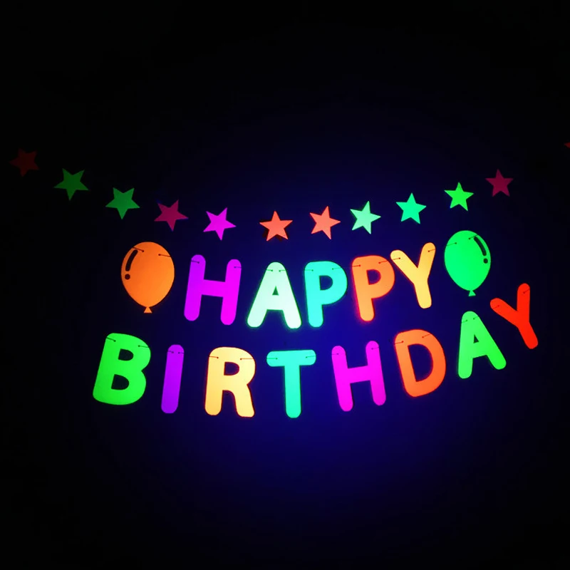 Fluorescent Happy Birthday Star Letter Hanging Garland Paper Banner Flags For Luminous Party Neon UV Glow Wedding Birthday Decor
Fluorescent Happy Birthday Star Letter Hanging Garland Paper Banner Flags For Luminous Party Neon UV Glow Wedding Birthday Decor