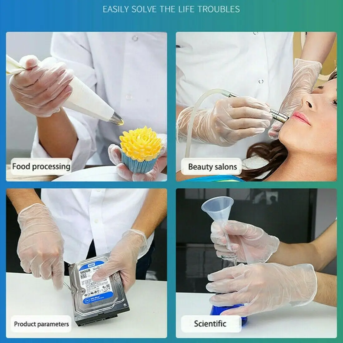 200 PCS Transparent Disposable PVC Gloves Dishwashing/Kitchen/Beauty/Latex/Home Garden Rubber Universal Gloves For Home Cleaning
200 PCS Transparent Disposable PVC Gloves Dishwashing/Kitchen/Beauty/Latex/Home Garden Rubber Universal Gloves For Home Cleaning