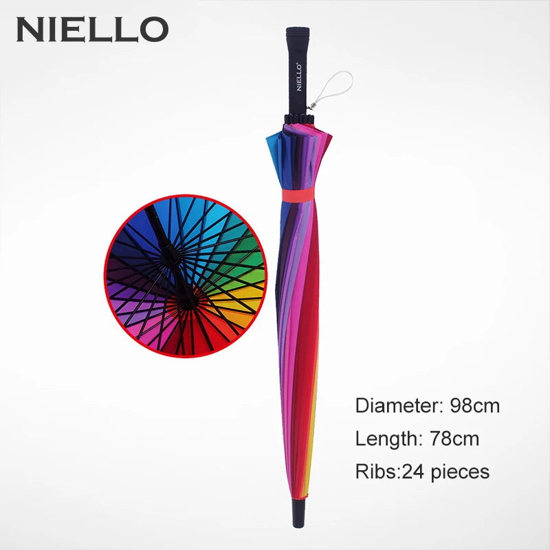 Rainbow Umbrella Rain Women Brand 24K Windproof Long Handle Umbrellas Strong Frame Waterproof Fashion Colorful Paraguas
Rainbow Umbrella Rain Women Brand 24K Windproof Long Handle Umbrellas Strong Frame Waterproof Fashion Colorful Paraguas