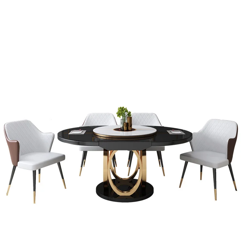 Light luxury dining table and chair combined multifunctional retractable folding circular induction cooker with rotary table
Light luxury dining table and chair combined multifunctional retractable folding circular induction cooker with rotary table