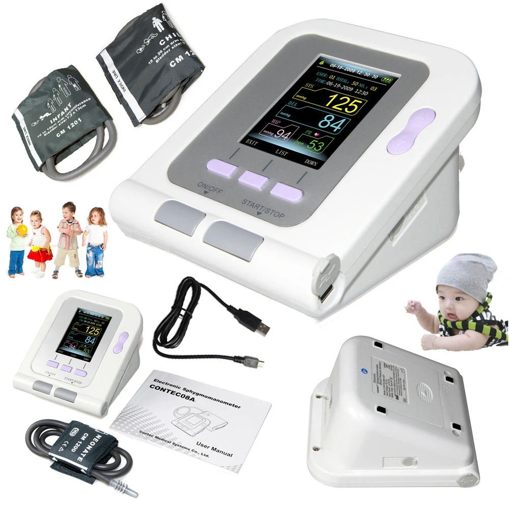 08A Digital Blood Pressure Monitor LCD Upper Arm Electronic Sphygmomanoter Heart Rate Pulse BP Meter Neonate Infant Child 3 Cuff
08A Digital Blood Pressure Monitor LCD Upper Arm Electronic Sphygmomanoter Heart Rate Pulse BP Meter Neonate Infant Child 3 Cuff