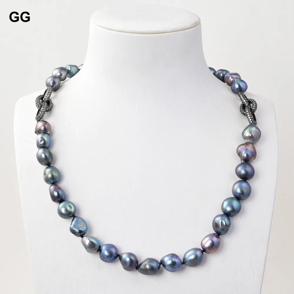 GuaiGuai Jewelry Natural Pearl 21" 13mm Black Baroque Keshi Pearl Necklace CZ Connector
GuaiGuai Jewelry Natural Pearl 21" 13mm Black Baroque Keshi Pearl Necklace CZ Connector