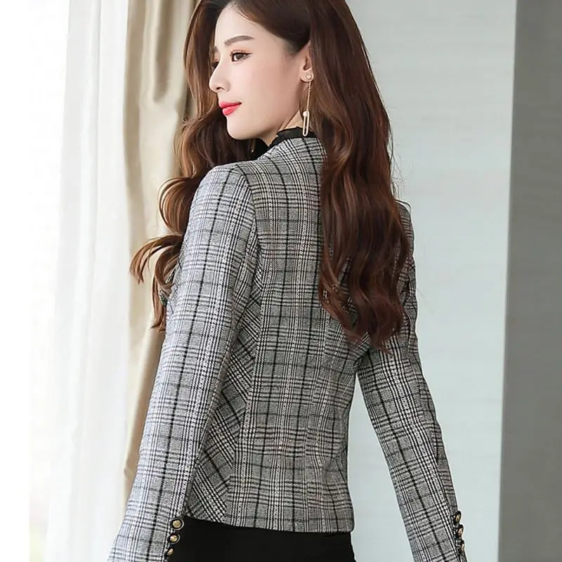 Spring Autumn OL Women Blazer Ladies Single Button Plaid Business Suits Coat Female Short Slim Plus Size 3XL Jackets Clothes
Spring Autumn OL Women Blazer Ladies Single Button Plaid Business Suits Coat Female Short Slim Plus Size 3XL Jackets Clothes