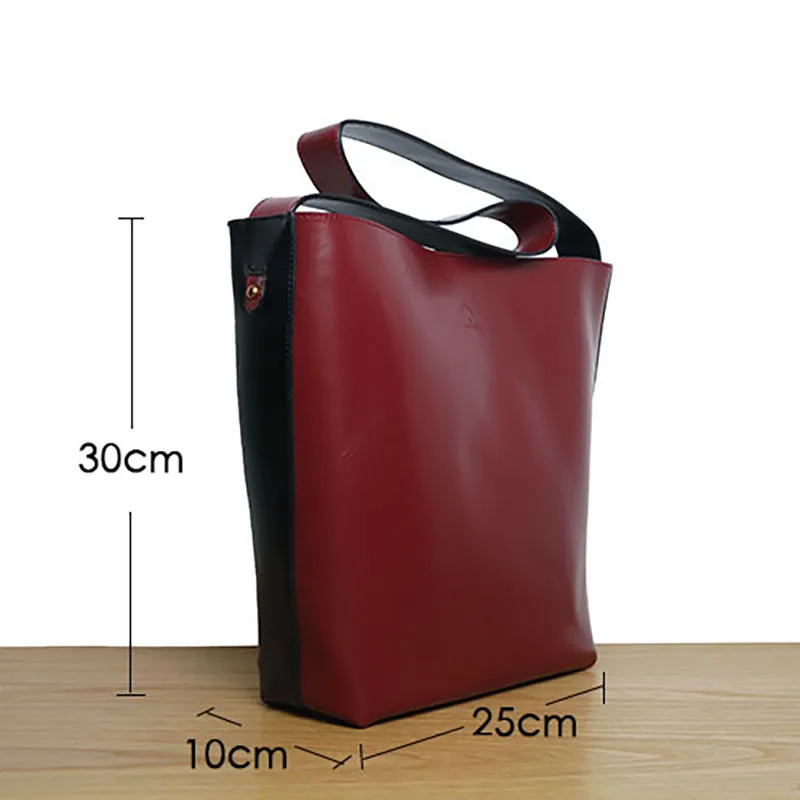 EUMOAN Head leather handbag, contrast color women's bag, large-capacity stiletto bag 
EUMOAN Head leather handbag, contrast color women's bag, large-capacity stiletto bag