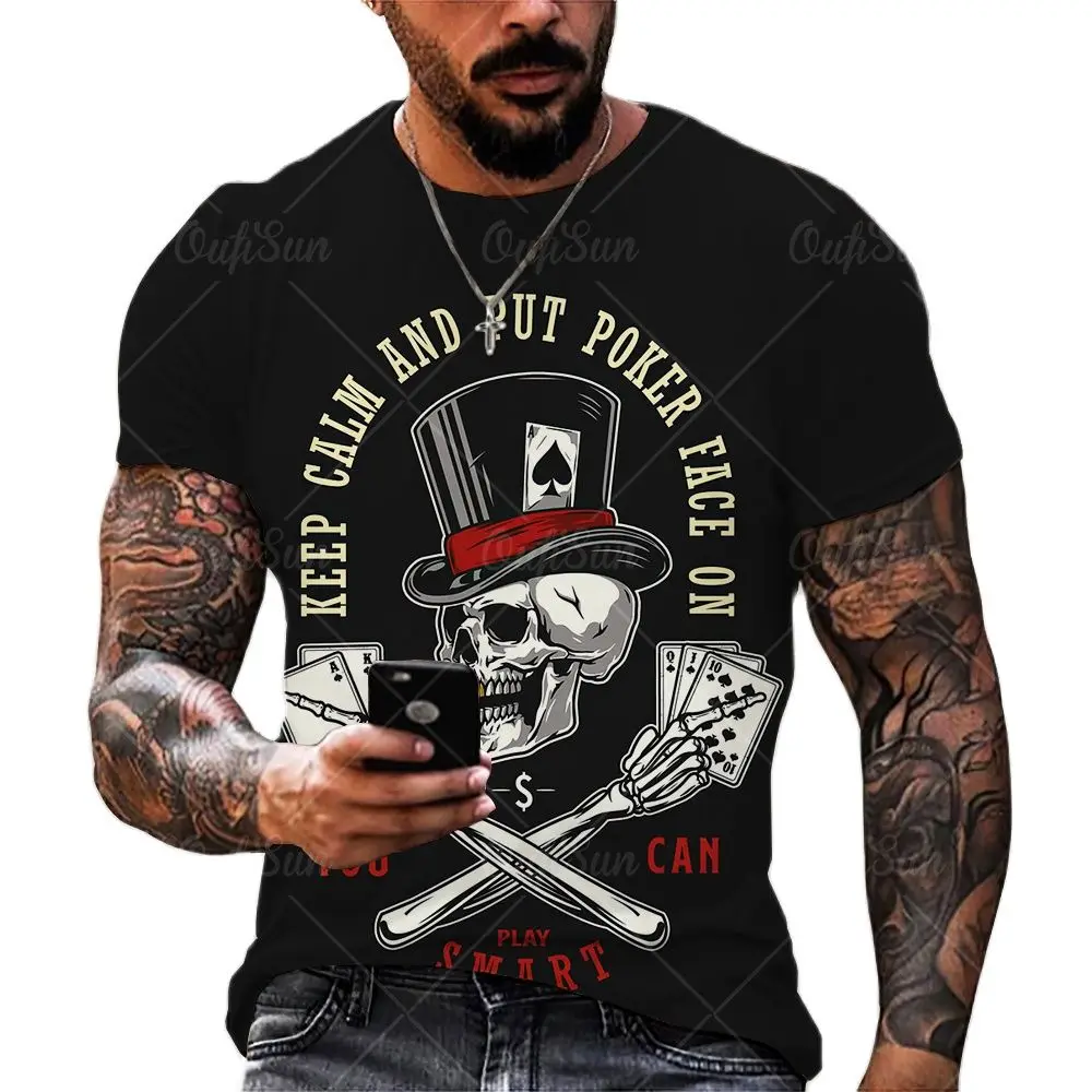 New Skull Poker Men's T-shirt Summer Men Clothing Streetwear Round Neck T Shirt Fashion Poker Short Sleeve Oversized T-shirts
New Skull Poker Men's T-shirt Summer Men Clothing Streetwear Round Neck T Shirt Fashion Poker Short Sleeve Oversized T-shirts