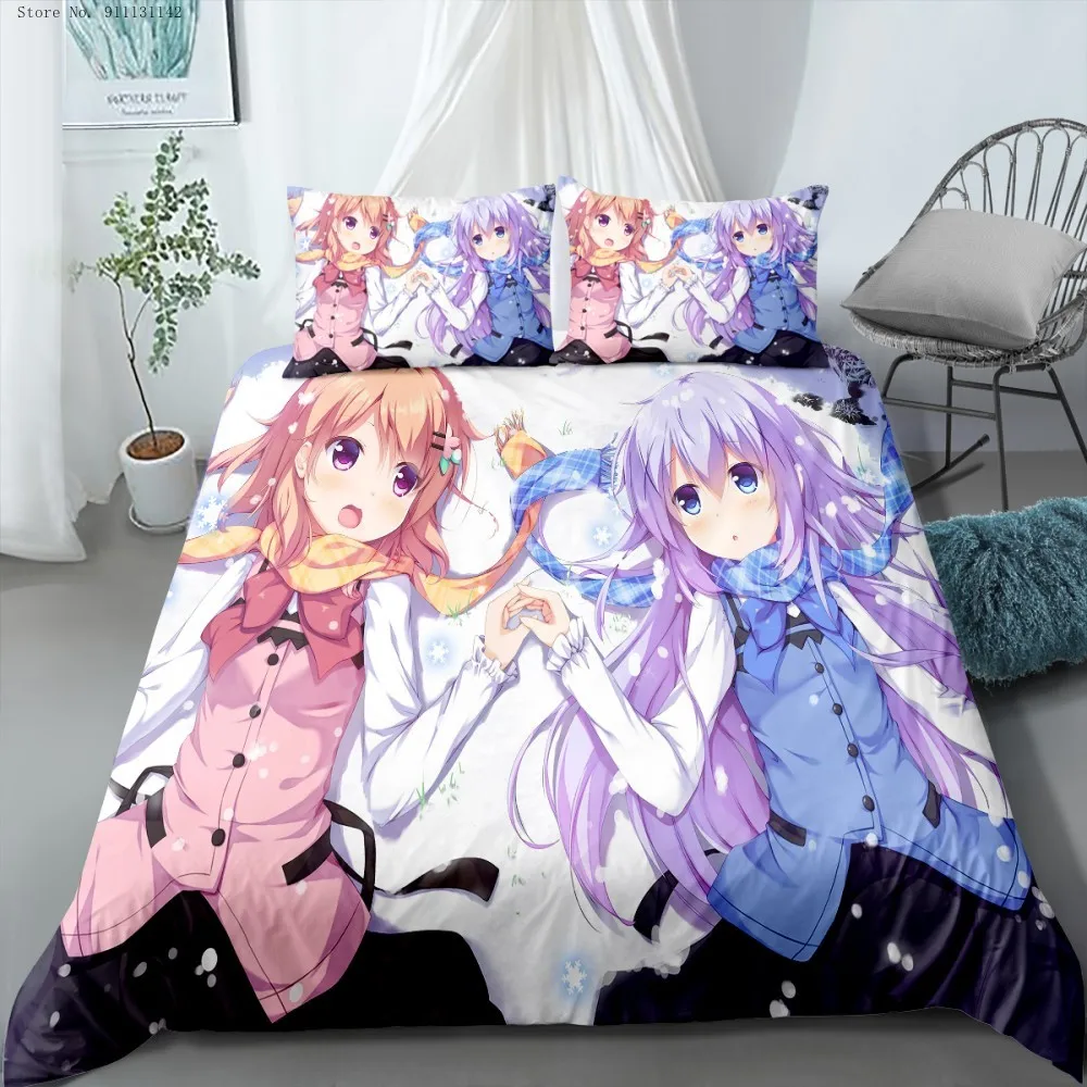 2/3 Pieces Japan Anime Bedding Set 3D Print Cartoon Duvet Cover Would You Like Some Rabbits Today Bed Cover Set Pillowcase
2/3 Pieces Japan Anime Bedding Set 3D Print Cartoon Duvet Cover Would You Like Some Rabbits Today Bed Cover Set Pillowcase