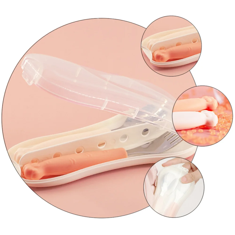 1 Set Toddlers Tableware Stainless Steel Silicone Spoon and Fork Tableware 
1 Set Toddlers Tableware Stainless Steel Silicone Spoon and Fork Tableware