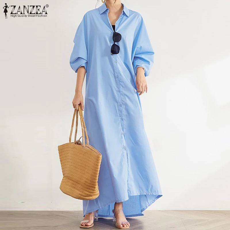 ZANZEA Female ELegant Casual Long Sleeve Maxi Sundress Button Robe Women Autumn Solid Shirt Dress 2021 Lapel Vestidos Oversized
ZANZEA Female ELegant Casual Long Sleeve Maxi Sundress Button Robe Women Autumn Solid Shirt Dress 2021 Lapel Vestidos Oversized