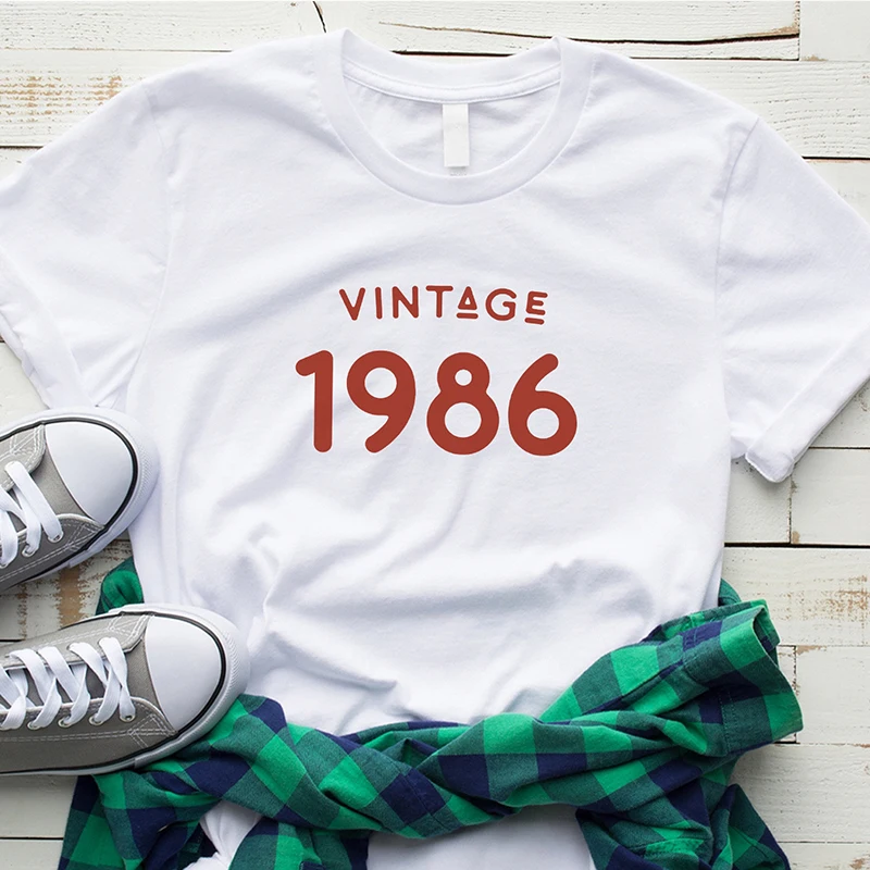 Birthday Letter Print Tops Women Tees White Summer Tops Vintage 1986 T-shirts Causal Graphic Tee Shirt
Birthday Letter Print Tops Women Tees White Summer Tops Vintage 1986 T-shirts Causal Graphic Tee Shirt