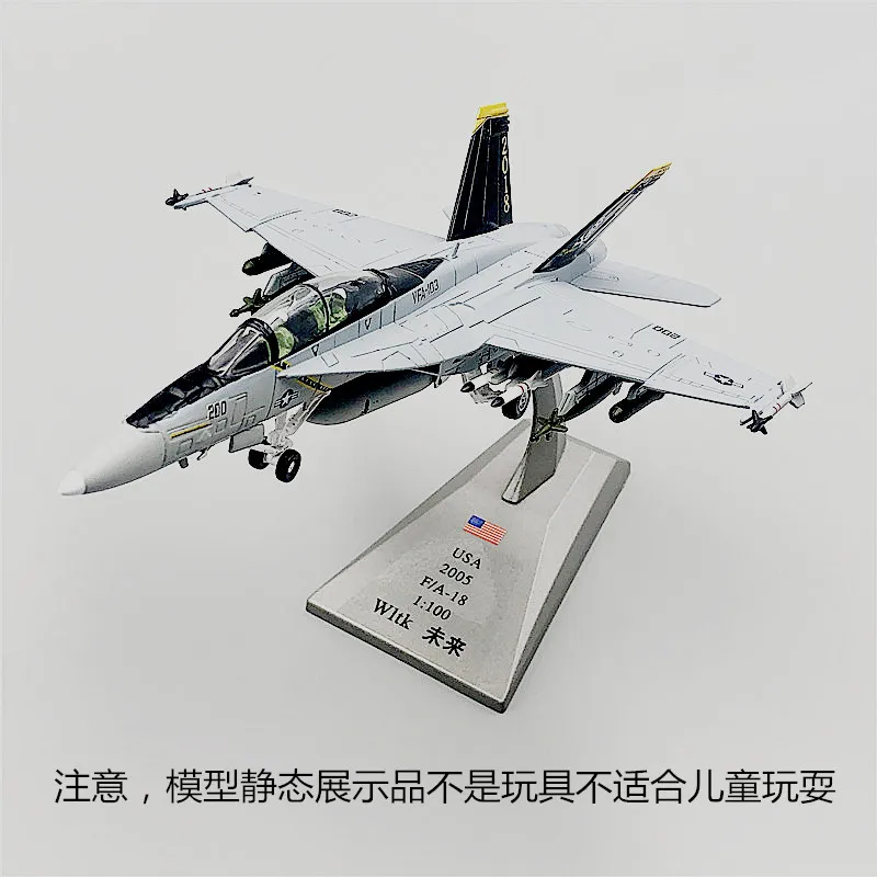 

WLTK 1/100 Scale USA F/A-18 Hornet Multirole Fighter Diecast Metal Military Plane Model Toy For Gift,Collection