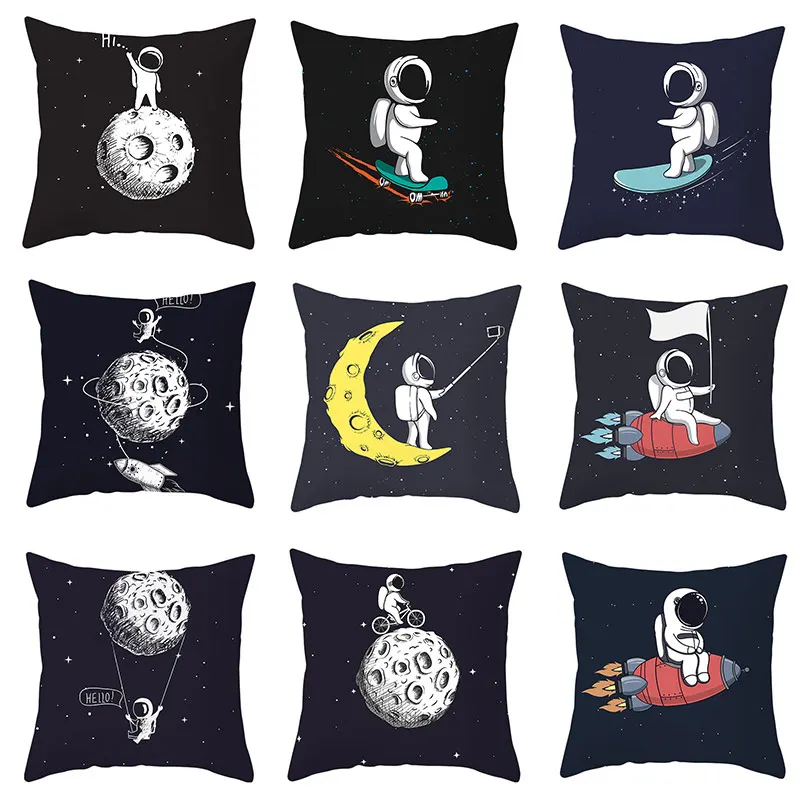 Cushion Cover Cartoon Moon Astronaut Print Peachskin Pillowcase Decorative Throw Pillow Covers Bed Home Decor Textile 45*45cm/Pc
Cushion Cover Cartoon Moon Astronaut Print Peachskin Pillowcase Decorative Throw Pillow Covers Bed Home Decor Textile 45*45cm/Pc