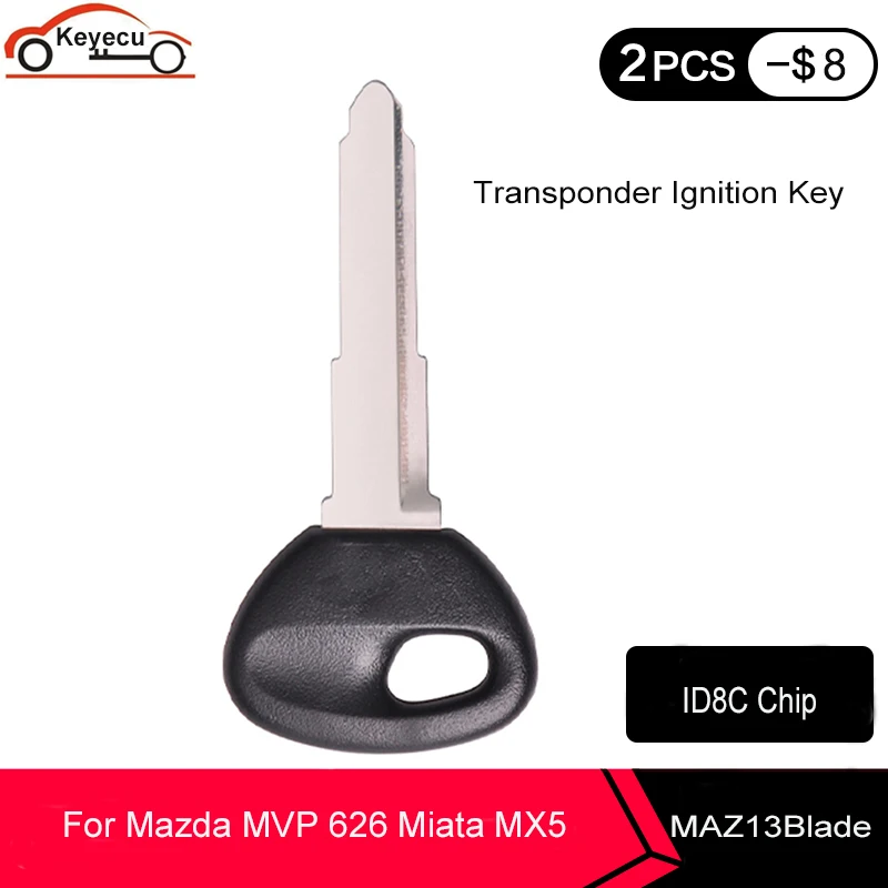 

KEYECU Brand New Replacement Ignition Transponder Key Fob for Mazda MVP 626 Miata MX5 2000 2001 2002 2003 ID8C Chip MAZ13 Blade