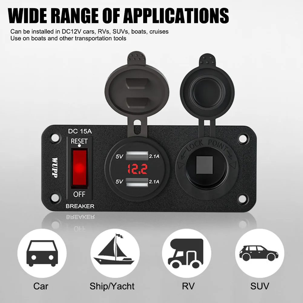 New hot Digital Voltmeter+12V Power Socket +Dual USB Power Charger Adapter Cigarette Lighter Socket with Rocker Switch
New hot Digital Voltmeter+12V Power Socket +Dual USB Power Charger Adapter Cigarette Lighter Socket with Rocker Switch