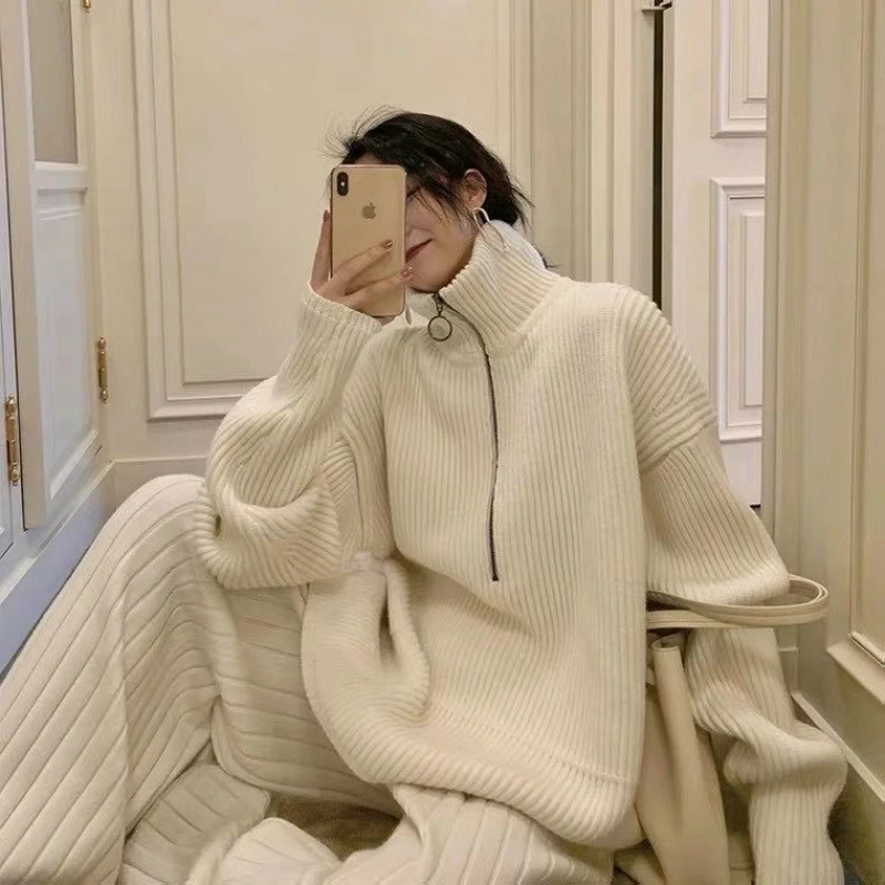 Women Autumn Winter Zipper Turtleneck Oversize Sweater Full Sleeve Knitted Pullovers Casual Jumper
Women Autumn Winter Zipper Turtleneck Oversize Sweater Full Sleeve Knitted Pullovers Casual Jumper