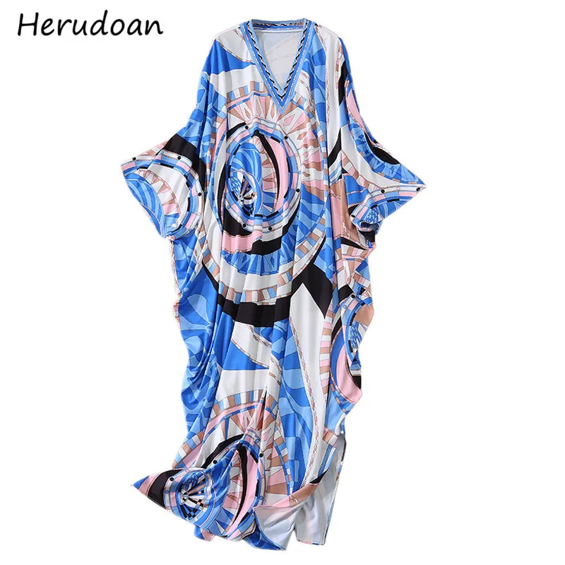 Herudoan Autumn Women Loose Long Dress Runway 2020 Bohemian Holiday Maxi Dress Ladies V-Neck Batwing sleeve Print Robe Gown
Herudoan Autumn Women Loose Long Dress Runway 2020 Bohemian Holiday Maxi Dress Ladies V-Neck Batwing sleeve Print Robe Gown