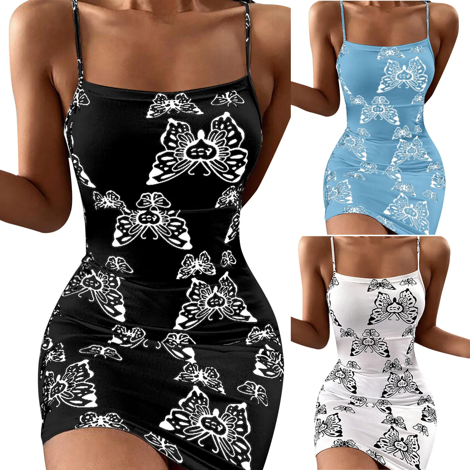 Fashion Dress Women Summer Party Causal Elegant Woman Slim Sexy Butterfly Printing Sleeveless Sling Skirt Dresses 
Fashion Dress Women Summer Party Causal Elegant Woman Slim Sexy Butterfly Printing Sleeveless Sling Skirt Dresses