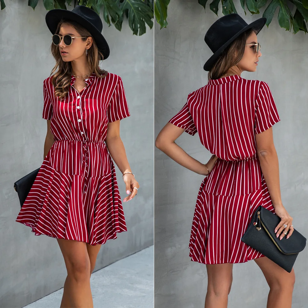 Fashion Summer Print Striped Short Sleeve Women Dress 2020 Casual Button Streetwear Design Snake Ladies Dresses Vestidos
Fashion Summer Print Striped Short Sleeve Women Dress 2020 Casual Button Streetwear Design Snake Ladies Dresses Vestidos
