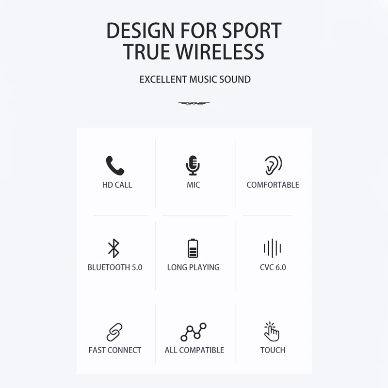 TWS Wireless Bluetooth Headset Sport 5.0 Waterproof Headphone Stereo Noise Cancelling Headphones
TWS Wireless Bluetooth Headset Sport 5.0 Waterproof Headphone Stereo Noise Cancelling Headphones