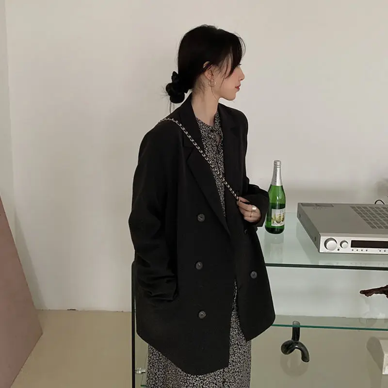 PEONFLY Fashion Spring Autumn Solid Color Black Blazer Women Jacket Women's Casual Loose Notched Double Breasted Pockets Blazer
PEONFLY Fashion Spring Autumn Solid Color Black Blazer Women Jacket Women's Casual Loose Notched Double Breasted Pockets Blazer