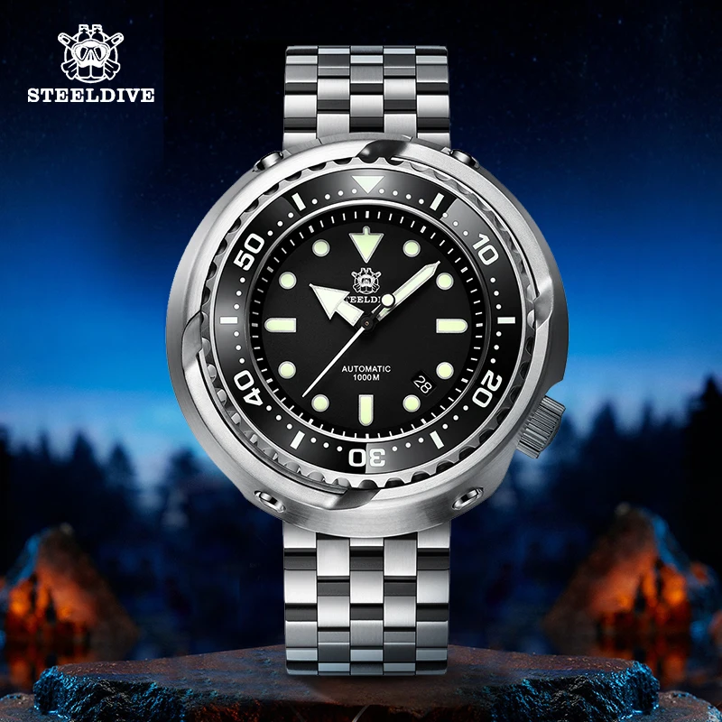 STEELDIVE 1978 Tuna Black Dial Mechanical Wristwatches Mens Stainless Steel Barcelet Luminous Automatic Self Wind Diving Watch
STEELDIVE 1978 Tuna Black Dial Mechanical Wristwatches Mens Stainless Steel Barcelet Luminous Automatic Self Wind Diving Watch