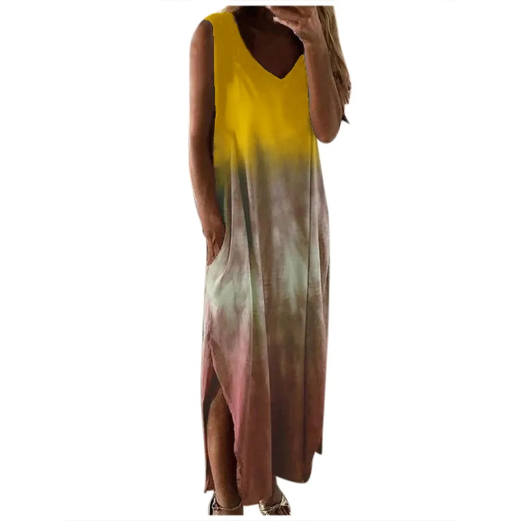 Summer Women Maxi Dress Fashion Casual Tie-dye Print V-neck Sleeveless Tank Dress Female Loose Dresses With Pocket#35
Summer Women Maxi Dress Fashion Casual Tie-dye Print V-neck Sleeveless Tank Dress Female Loose Dresses With Pocket#35