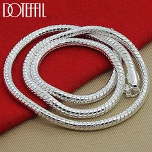 DOTEFFIL Silver Color 16/18/20/24/22/24/26/30 Inch 3mm Snake Chain Necklace For Woman Man Wedding Engagement Jewelry