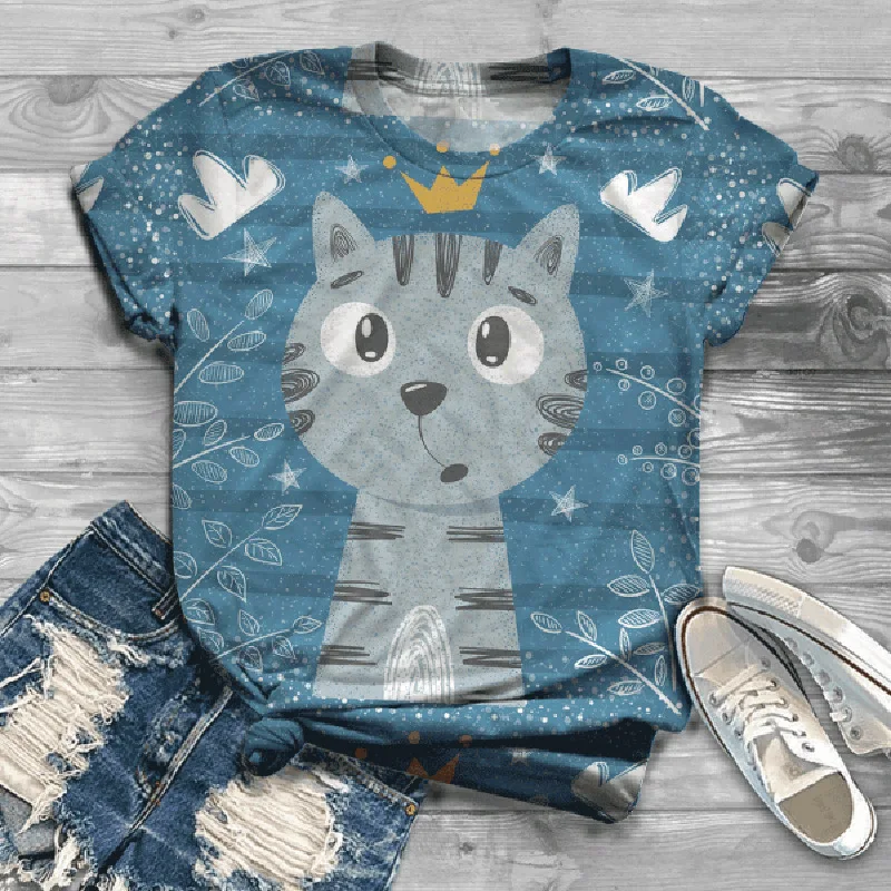 Women Graphic Digital 3D Printed Kawaii Cat T Shirt O Neck Short Sleeve Harajuku Summer Clothing Female Cute Animal Top Tee
Women Graphic Digital 3D Printed Kawaii Cat T Shirt O Neck Short Sleeve Harajuku Summer Clothing Female Cute Animal Top Tee
