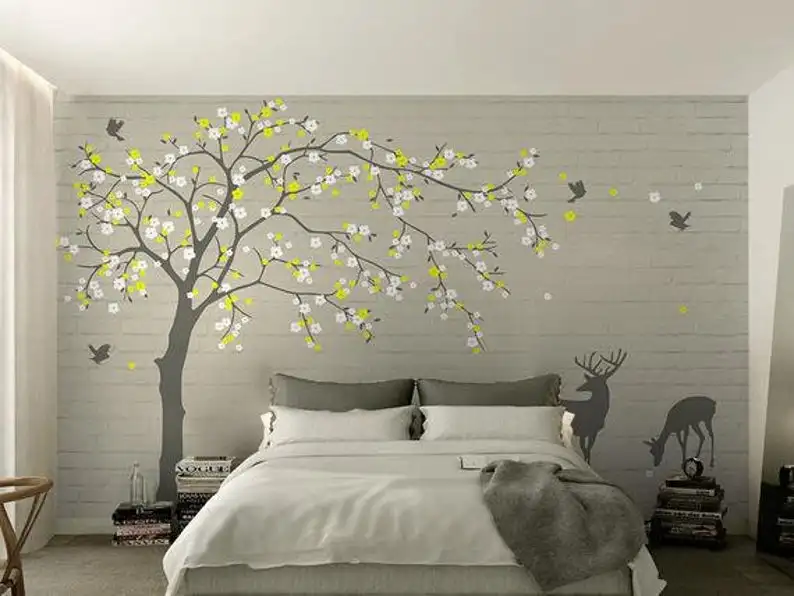 Cherry Blossoms Tree Wall Decal for Nursery girls room, Neutral decoration, Nursery wall art-Tree with deers and bird
Cherry Blossoms Tree Wall Decal for Nursery girls room, Neutral decoration, Nursery wall art-Tree with deers and bird