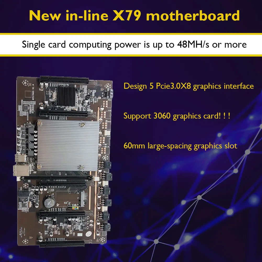 X79-H61 Mining Motherboard LGA 2011 CPU Socket 5 PCI-E Express 3.0 X8 Slots Support 3060 GPU DDR3 Memory Slot for Miner
X79-H61 Mining Motherboard LGA 2011 CPU Socket 5 PCI-E Express 3.0 X8 Slots Support 3060 GPU DDR3 Memory Slot for Miner