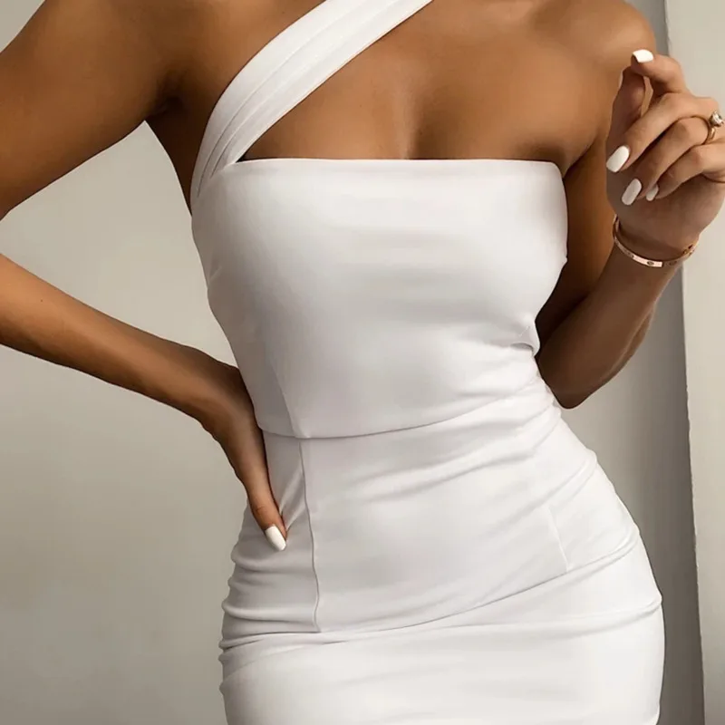 Women Slim Slash Neck Sleeveless Mid Pencil Dress 2021 Strap Solid White Split Elegant Solid Bandage Dress Sexyr Party Dress 
Women Slim Slash Neck Sleeveless Mid Pencil Dress 2021 Strap Solid White Split Elegant Solid Bandage Dress Sexyr Party Dress