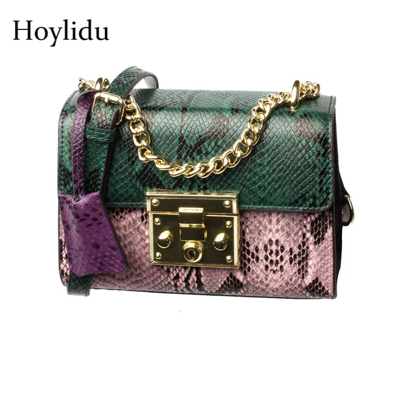 New Genuine Leather Women Shoulder Bags Vintage Serpentine Panelled Mini Chains Flap Handbag Casual Lady Messenger Crossbody Bag
New Genuine Leather Women Shoulder Bags Vintage Serpentine Panelled Mini Chains Flap Handbag Casual Lady Messenger Crossbody Bag