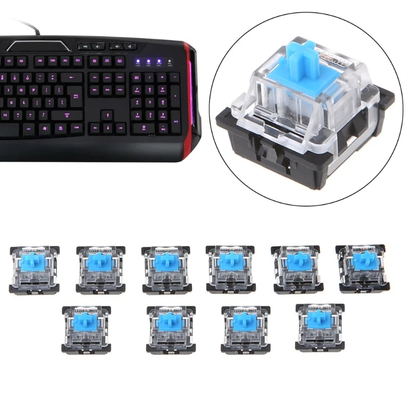 10Pcs 3 Pin Mechanical Keyboard Switch Blue for cherry MX Keyboard Tester Kit 87HE
10Pcs 3 Pin Mechanical Keyboard Switch Blue for cherry MX Keyboard Tester Kit 87HE