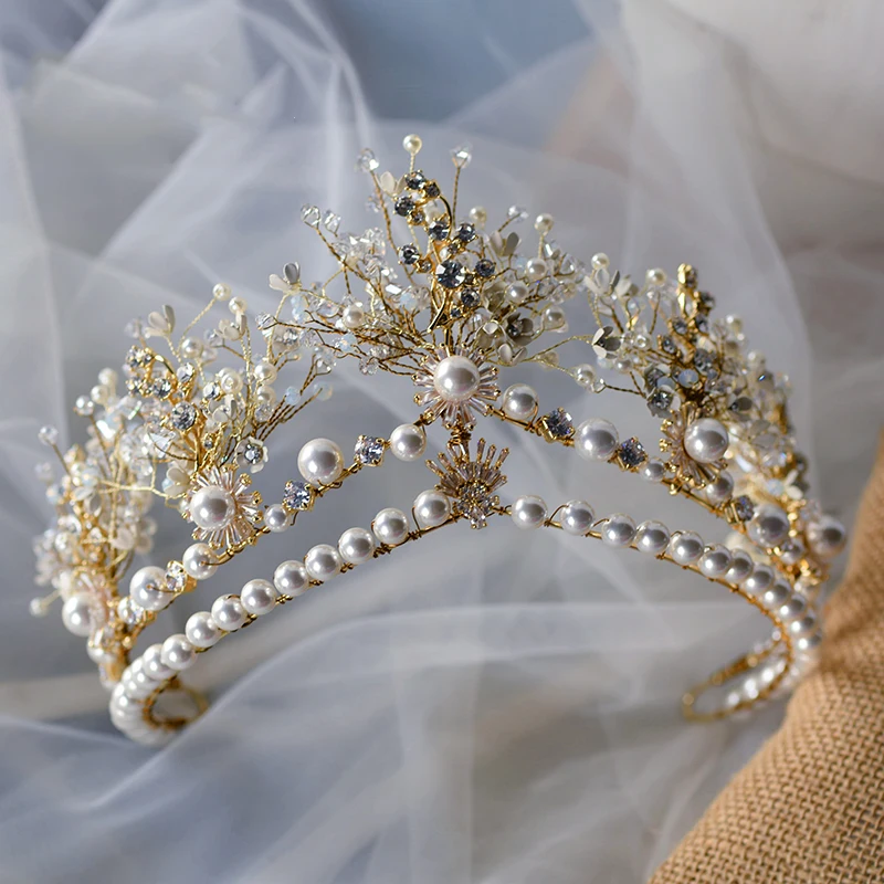 Himstory New Cubic Zircon Handmade Beaded Tiara Crown Gold Headband Royal Bridal Wedding Dressing Headpiece Accessory Jewelries
Himstory New Cubic Zircon Handmade Beaded Tiara Crown Gold Headband Royal Bridal Wedding Dressing Headpiece Accessory Jewelries