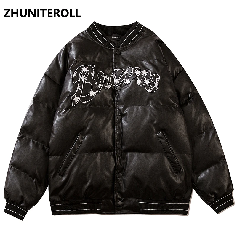 Embroidery Harajuku PU Leather Puffer Jacket Men 2021 Button Hip Hop Windbreaker Winter Padded Coat Thick Black Tops Clothing
Embroidery Harajuku PU Leather Puffer Jacket Men 2021 Button Hip Hop Windbreaker Winter Padded Coat Thick Black Tops Clothing