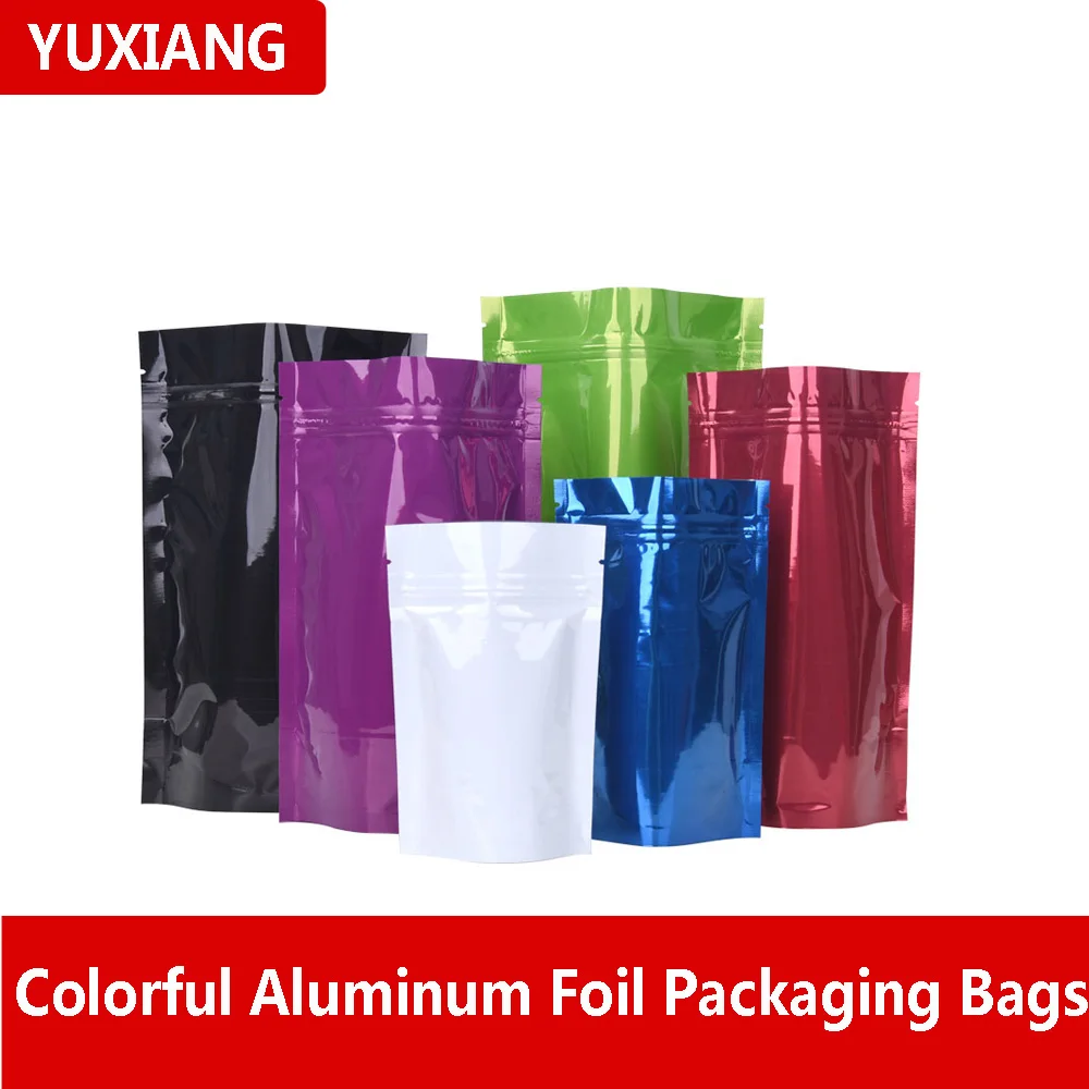 100Pcs Colorful Aluminum Foil Bag Self Standing With Zipper Self-Sealing Printing With Custom Logo For Food Gift
100Pcs Colorful Aluminum Foil Bag Self Standing With Zipper Self-Sealing Printing With Custom Logo For Food Gift