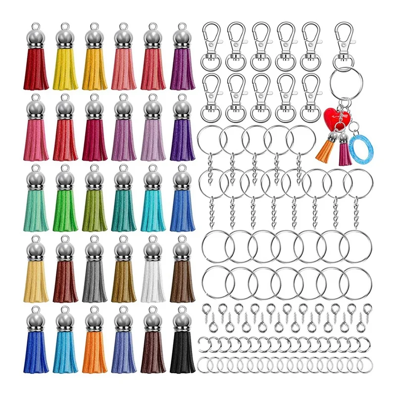 270Pcs Keychain Rings for Craft with Tassels,Extender Chain,Jump Rings and Eye Pins,for Keychain Making Supplies
270Pcs Keychain Rings for Craft with Tassels,Extender Chain,Jump Rings and Eye Pins,for Keychain Making Supplies