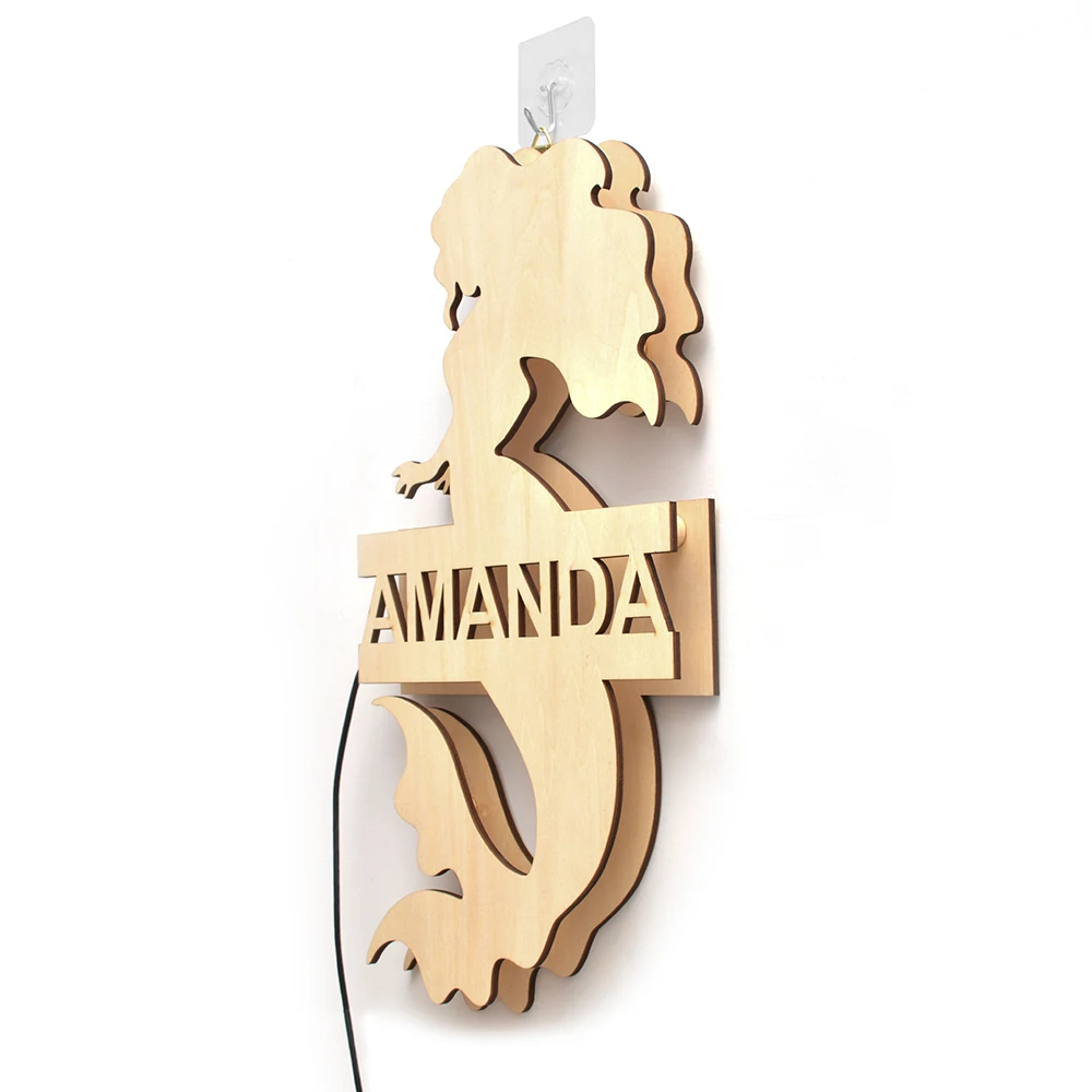 Mermaid Wall Light Wood LED Custom Name Night Light For Baby Girls Personalized Nightlight Indoor Decorations Gift
Mermaid Wall Light Wood LED Custom Name Night Light For Baby Girls Personalized Nightlight Indoor Decorations Gift