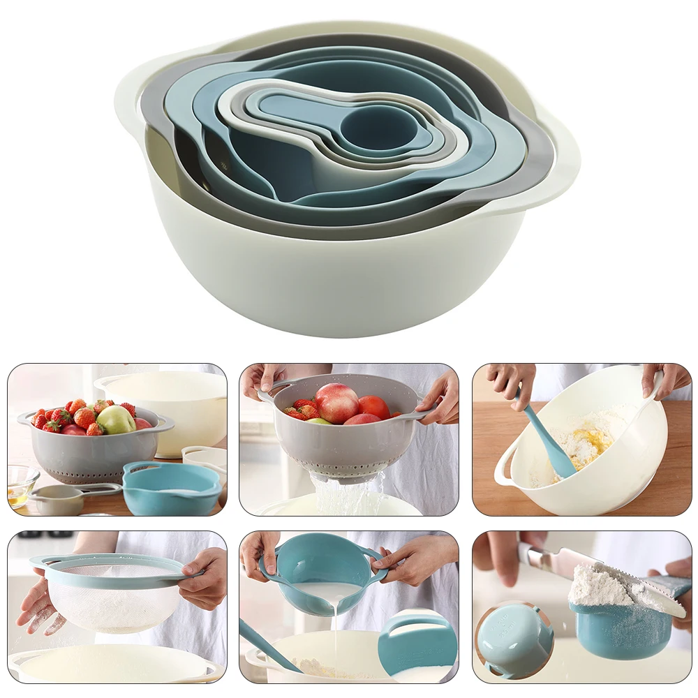 8pcs Mixing Bowl Set Rainbow Salad Bowl Plastic Kitchenware Measuring Spoon Measuring Bowl Flour Sieve Sifter Kitchen Tools
8pcs Mixing Bowl Set Rainbow Salad Bowl Plastic Kitchenware Measuring Spoon Measuring Bowl Flour Sieve Sifter Kitchen Tools