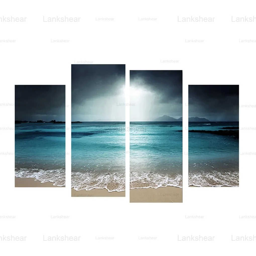 

Canvas Painting Modern 4 Piece Sea Landscape Picture Sea Sky Picture Wall Art Decor for Living Room Unframed Home Posters