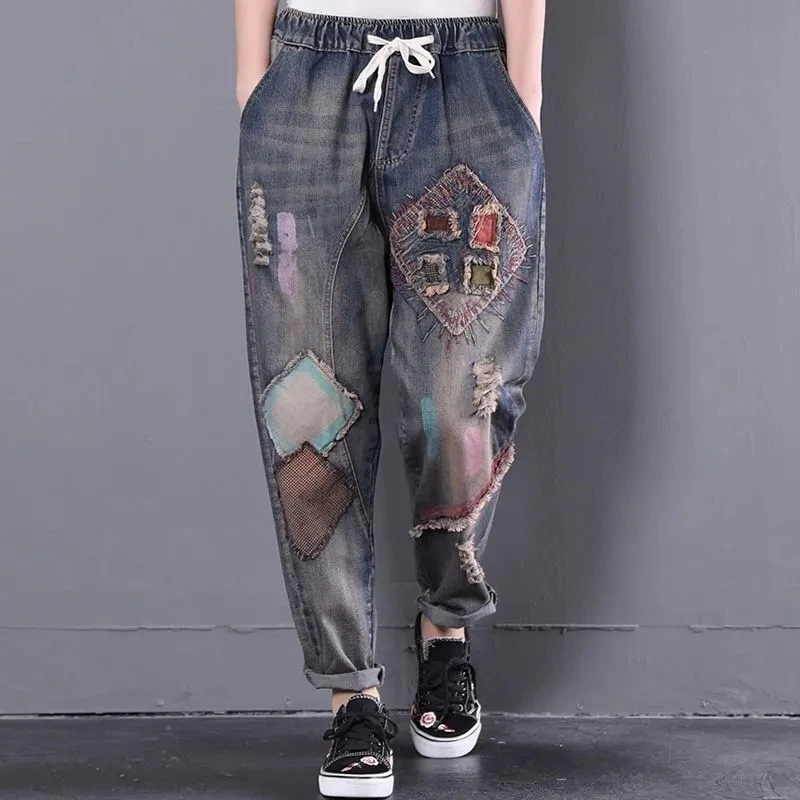 Vintage Embroidery Casual loose Denim Harem pants Women 2021 Summer Fashion plus size streetwear pants Ladies lace-up Jeans
Vintage Embroidery Casual loose Denim Harem pants Women 2021 Summer Fashion plus size streetwear pants Ladies lace-up Jeans