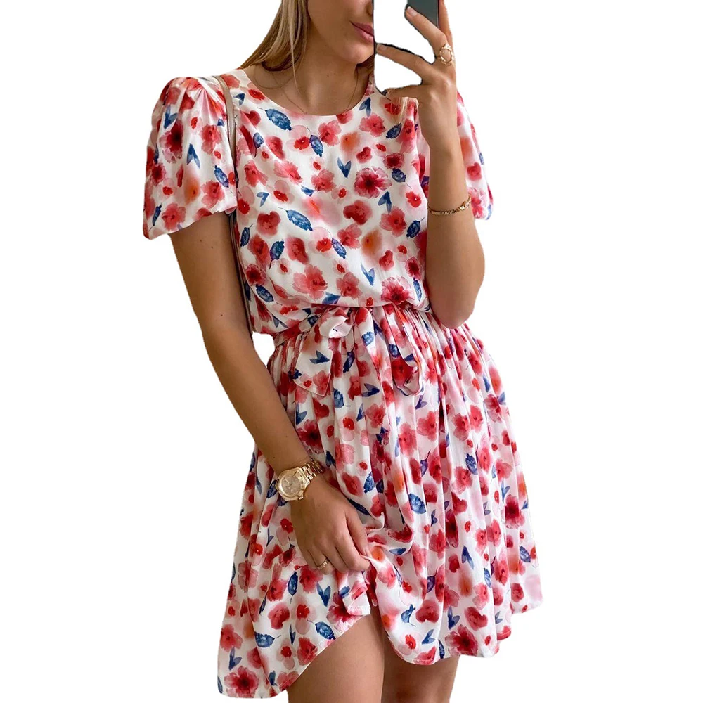 Summer Women's Dress Flowers Print Short Sleeve Vestidos Floral Round Neck Vacation Skirt Sundress Casual Clothes Leisure Faldas
Summer Women's Dress Flowers Print Short Sleeve Vestidos Floral Round Neck Vacation Skirt Sundress Casual Clothes Leisure Faldas