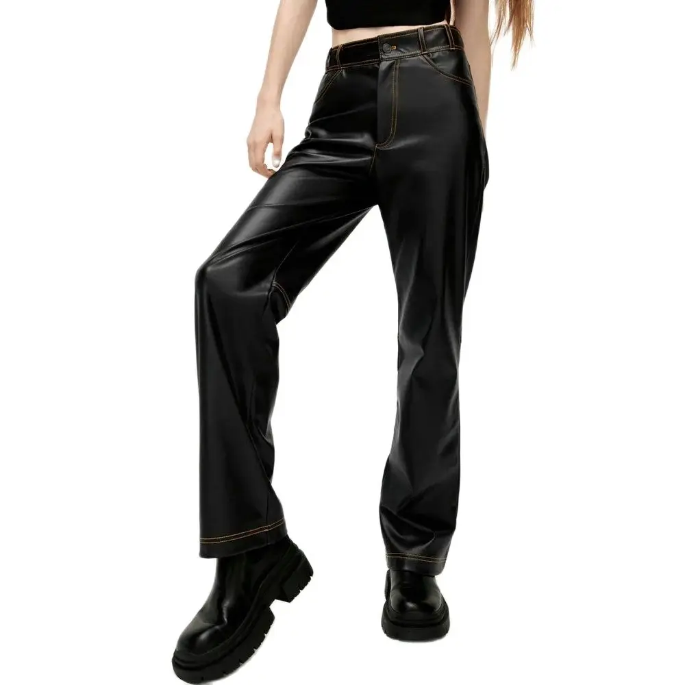 2021 Fashion Women's Elegant Black Faux Leather Straight Leg Pants Lady High Waist Loose Streetwear Female PU Trousers Clothing
2021 Fashion Women's Elegant Black Faux Leather Straight Leg Pants Lady High Waist Loose Streetwear Female PU Trousers Clothing