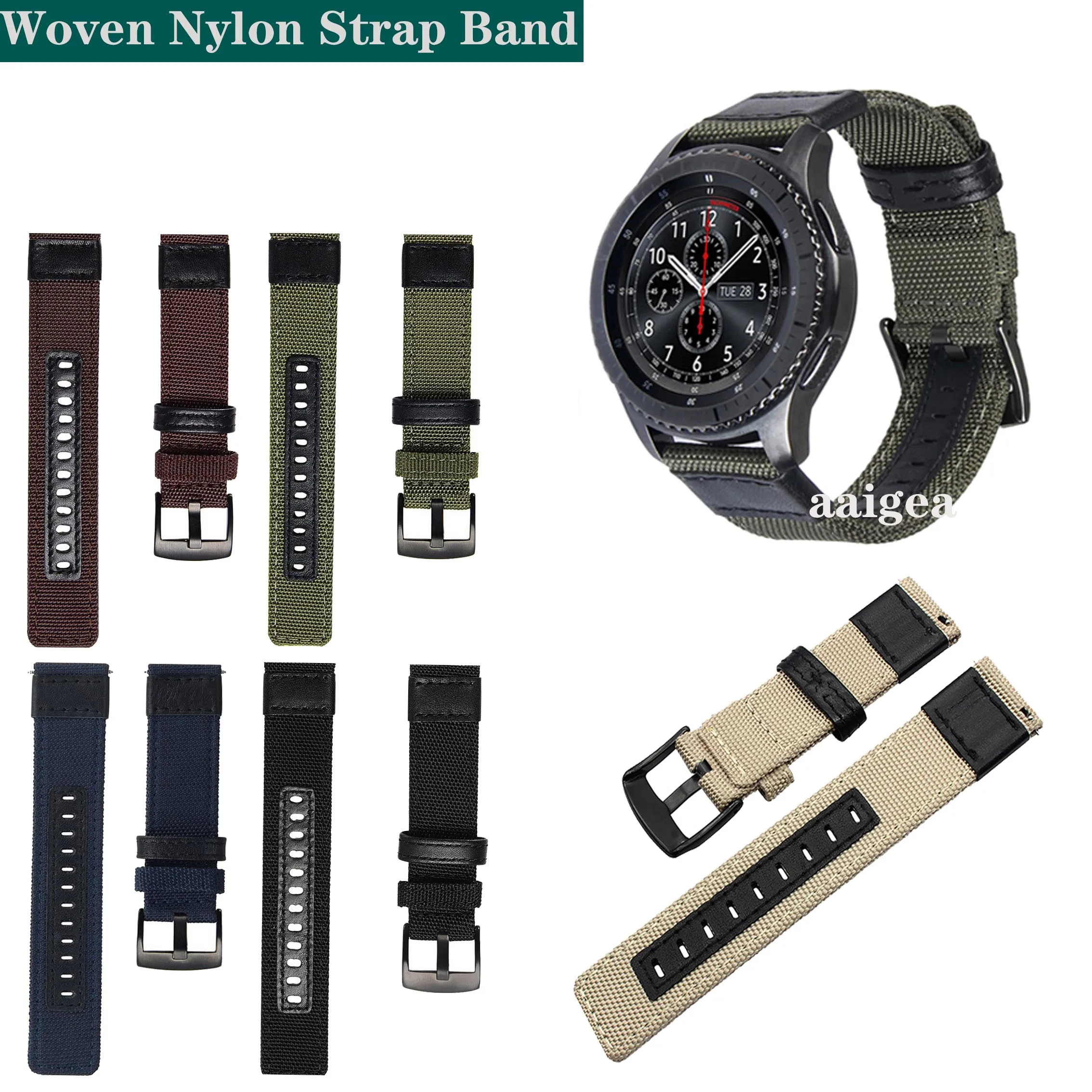 

Woven Nylon Replacement Band Sport Strap for Samsung Gear S3 Frontier S3 Classic for Galaxy Watch3 45mm strap loop 20mm 22mm